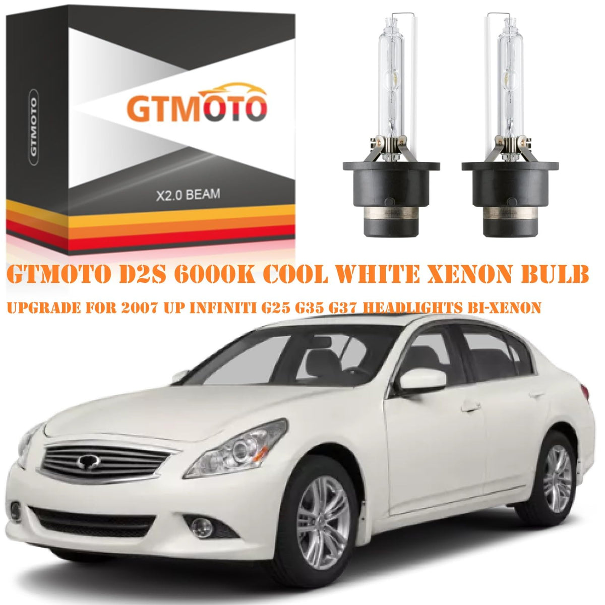 GTMOTO two-bulb set neatly packed in box ensuring correct pair replacement convenience