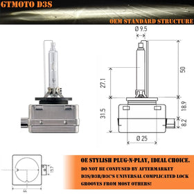 GTMOTO bulb base label and markings confirming correct D3S compatibility