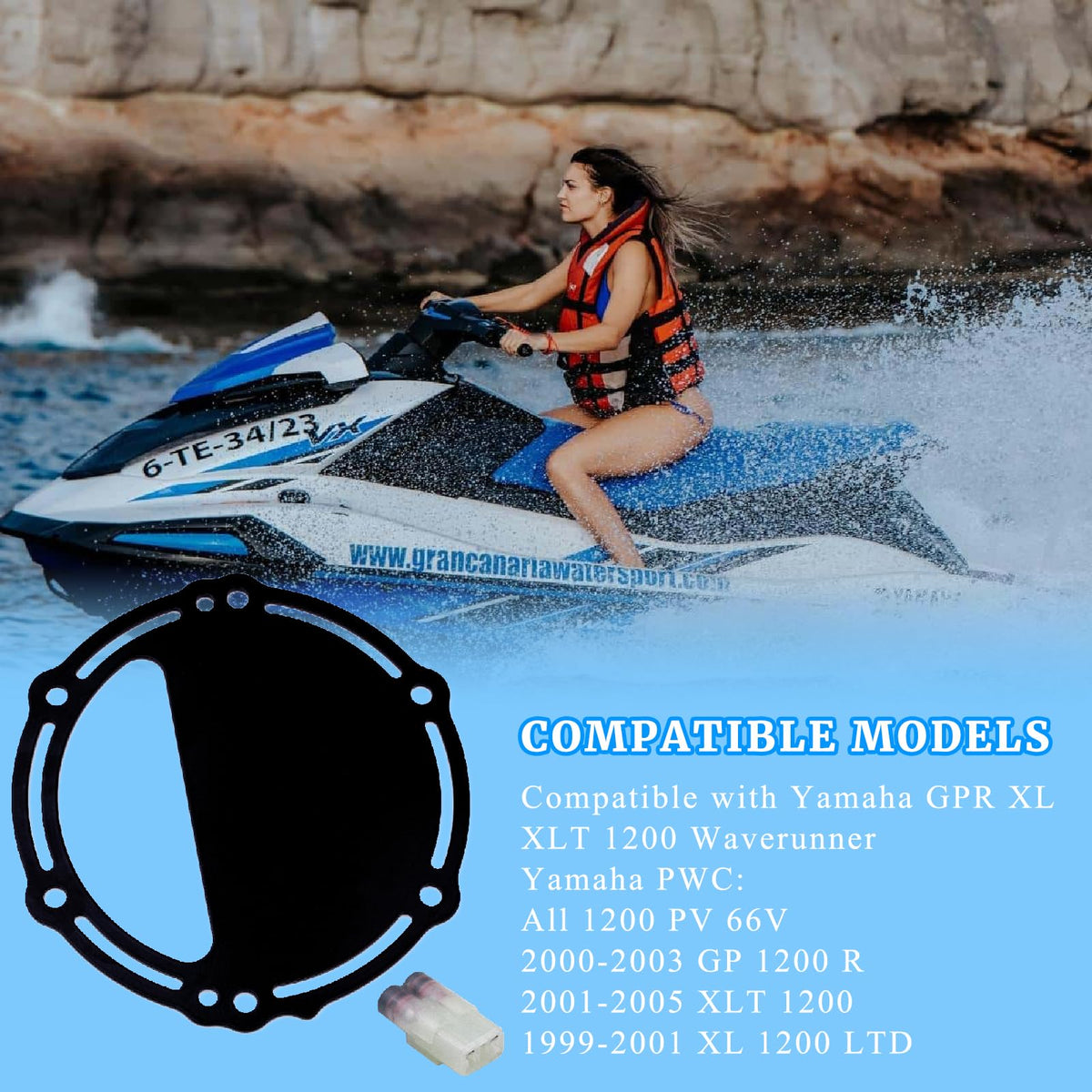 gtpartes D plate installed on waverunner exhaust reducing heat buildup
