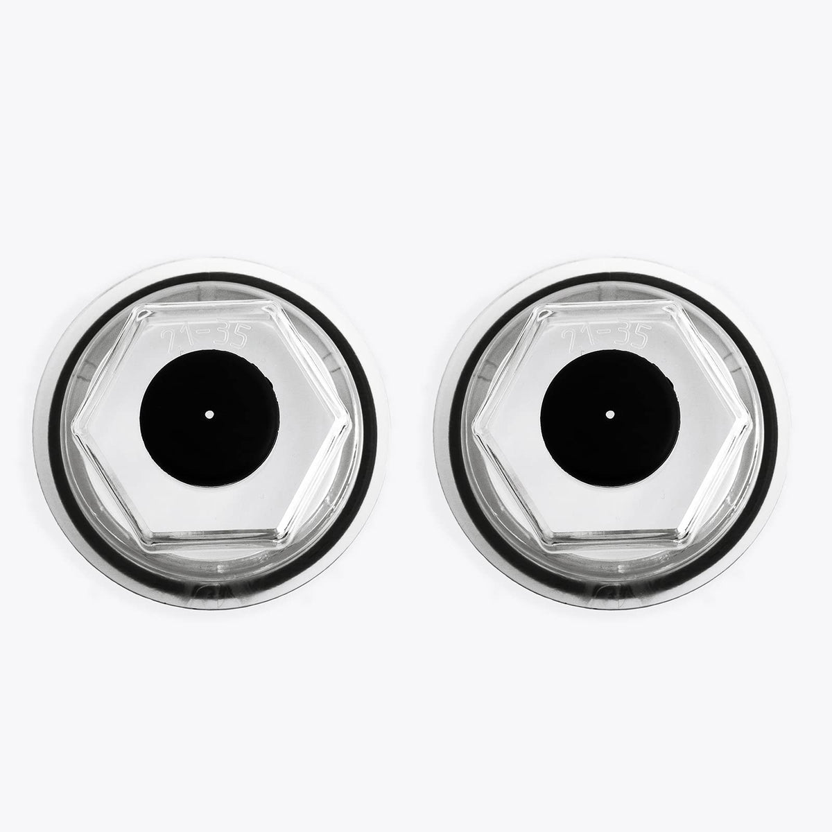 gtpartes front view of two oil bath caps showing fit and finish benefit