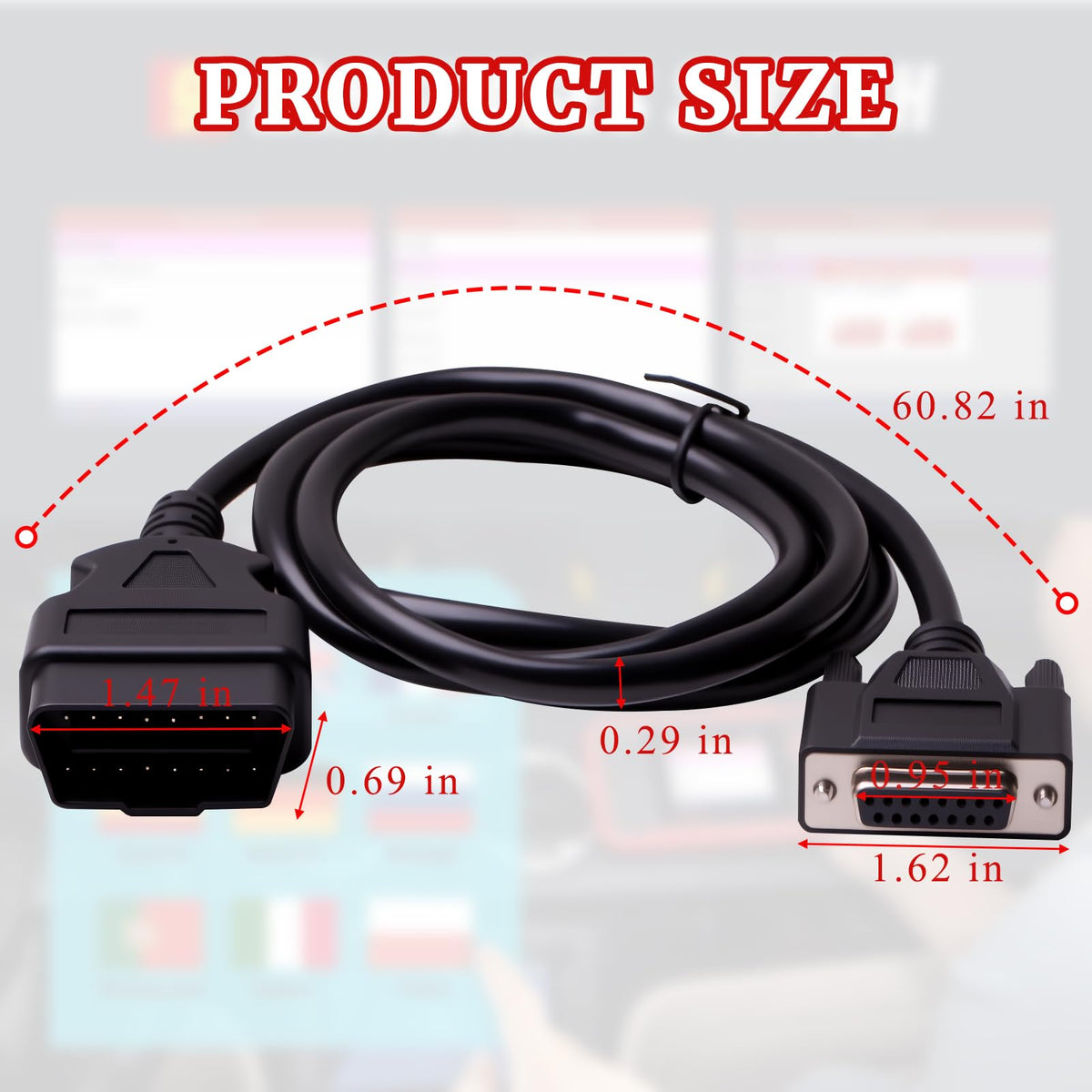 gtpartes cable connected to Launch scanner ensuring correct tool compatibility