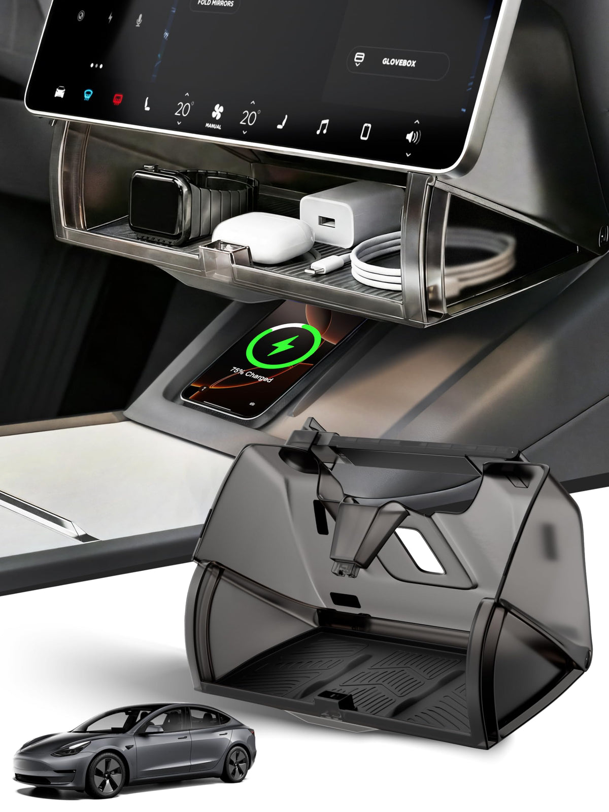 Guaiblue front fit showing flush under-screen integration and clean dashboard benefit