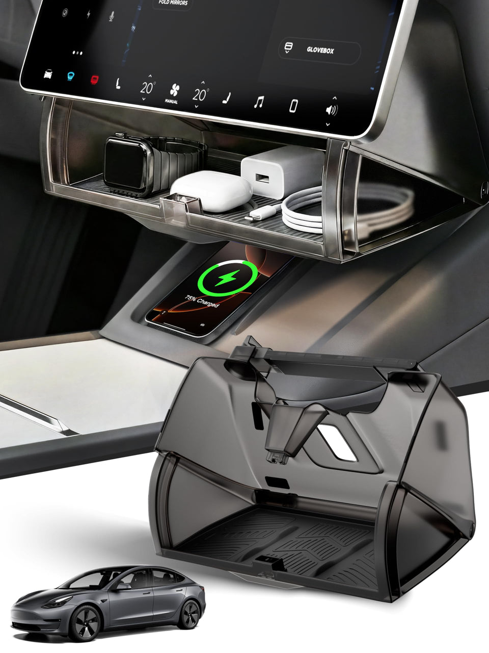 Guaiblue front fit showing flush under-screen integration and clean dashboard benefit