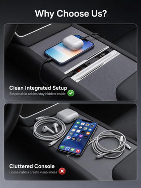 Guaiblue ports and labels detail showing USB-C, USB-A and safe charging