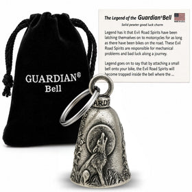 Guardian Bell front view showing wolf motif and durable finish, ideal for gifting