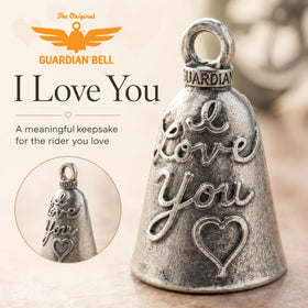 Guardian Bell attached to motorcycle strap showing secure fit and rider-ready benefit