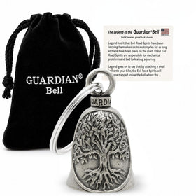 Guardian Bell front view showing Tree of Life detail and durable pewter finish