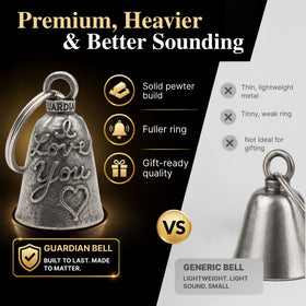 Guardian Bell in black velvet bag ready for gifting and presentation