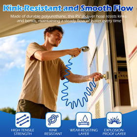 gulfmew fully extended length demonstrating 15ft reach for rinsing tasks