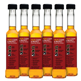 Gumout bottle closeup label highlighting formula for high-mileage engines and protection