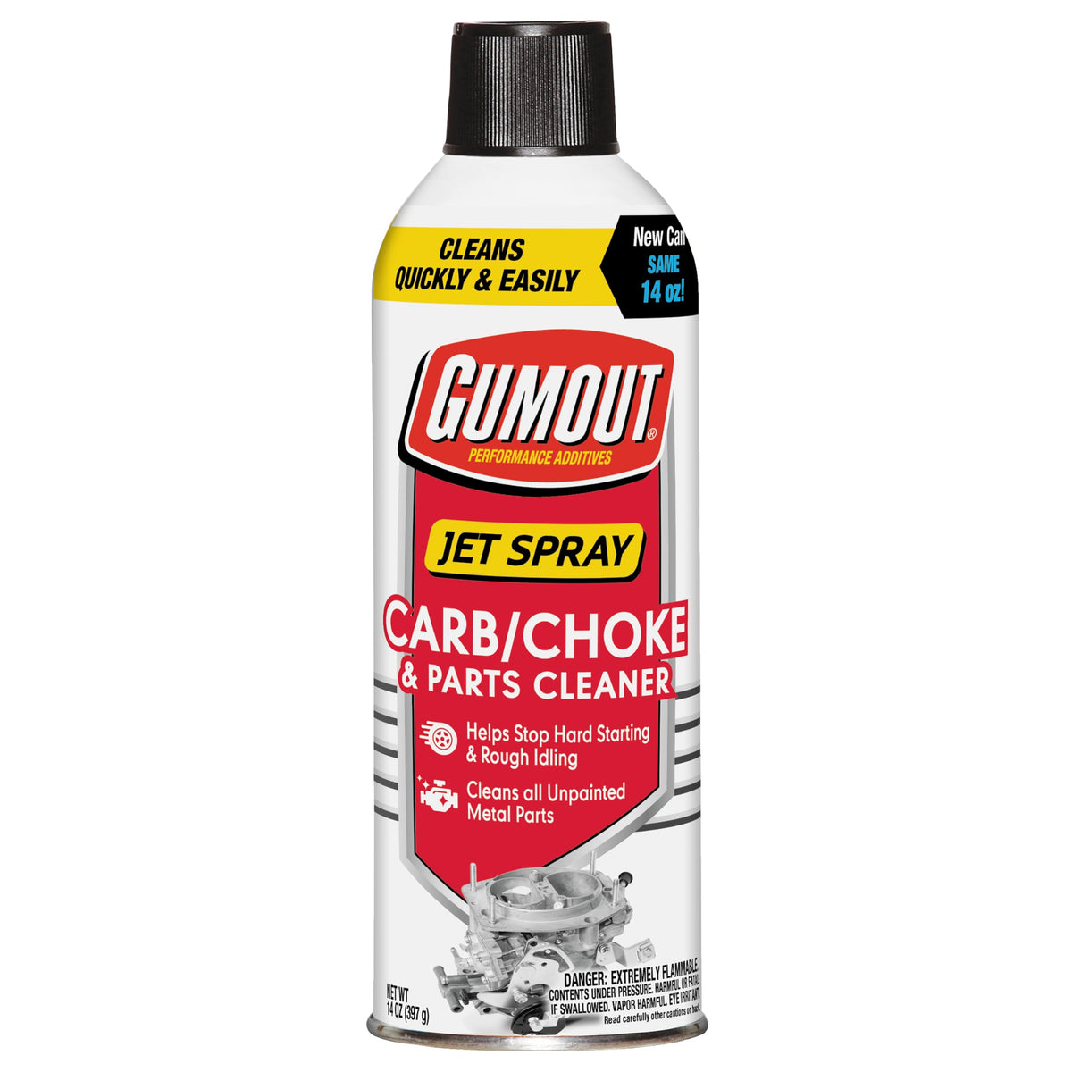 Gumout front packaging 14 oz can showing product for fast carb cleaning
