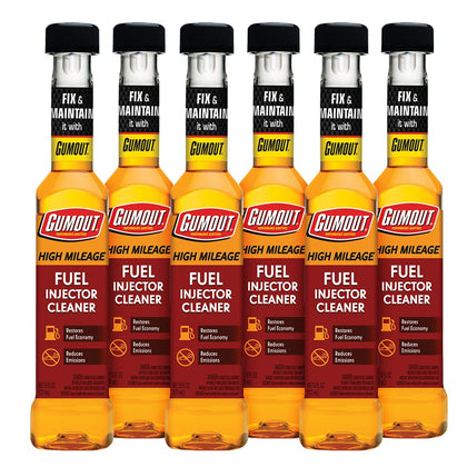 Gumout front packaging 6-pack showing multiple bottles and benefit of multiple treatments
