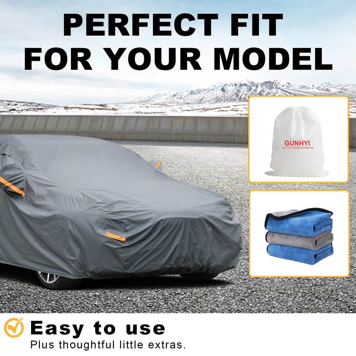 GUNHYI cover on parked hatchback in driveway demonstrating outdoor use