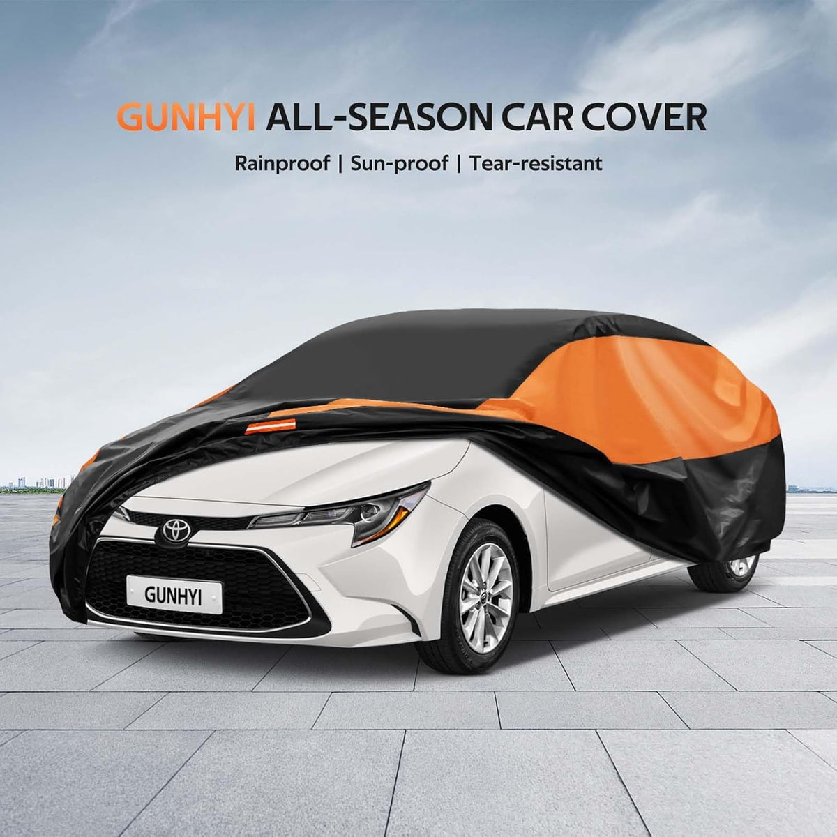 GUNHYI size comparison with ruler to confirm 164–178 inch hatchback fit