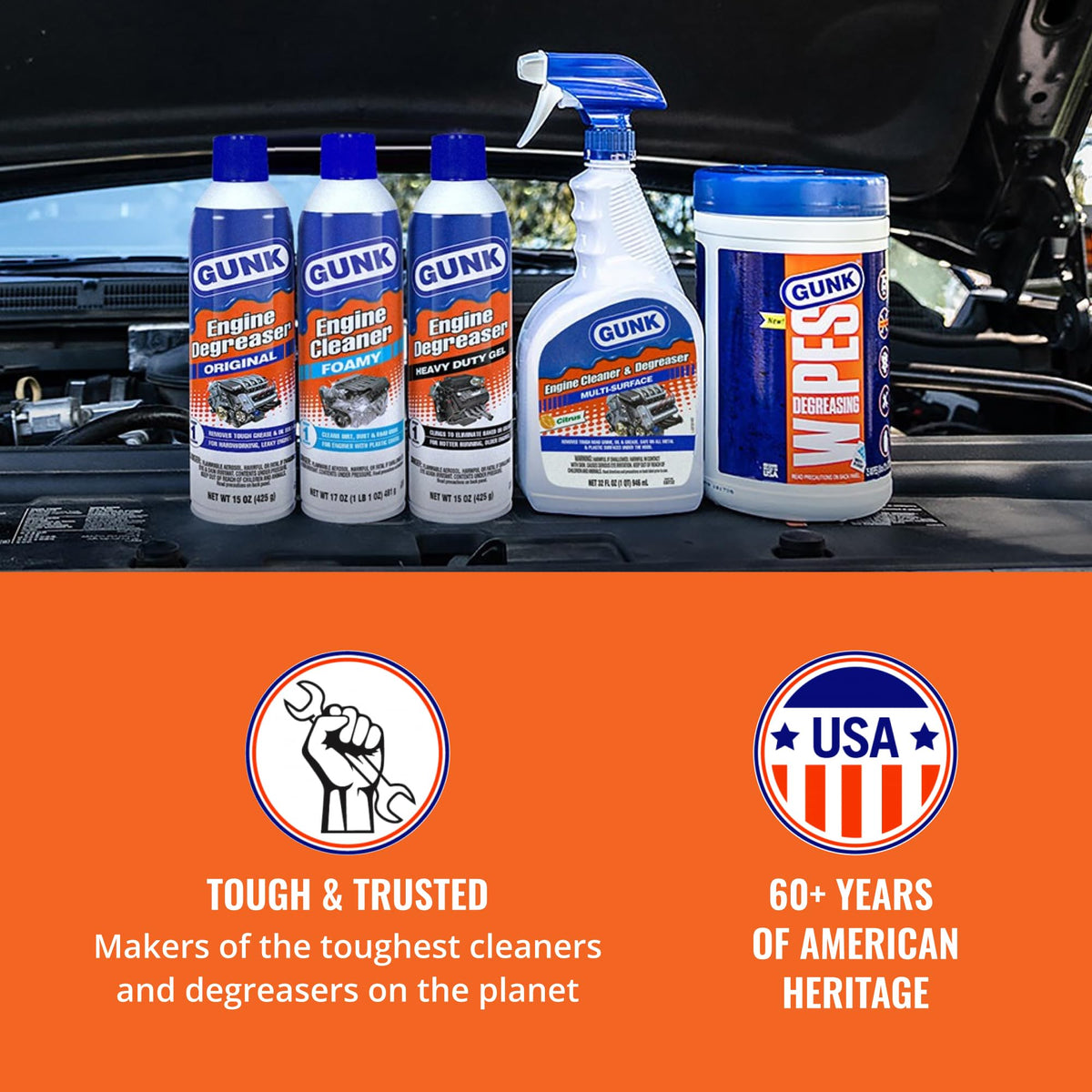 Gunk applied to a tractor engine highlighting heavy-equipment cleaning