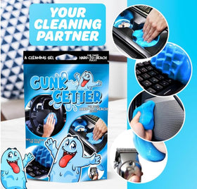 Gunk Getter removing dust from car console crevice restoring clean interior surfaces