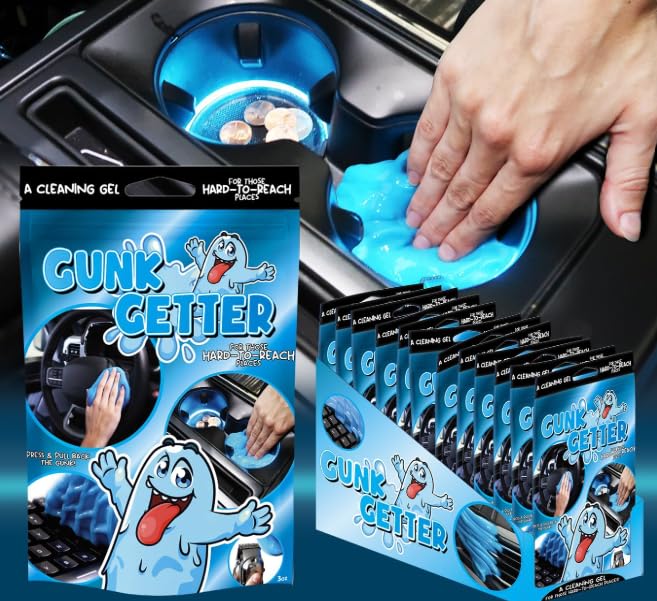 Gunk Getter front packaging showing 12-pack and blueberry scent benefit