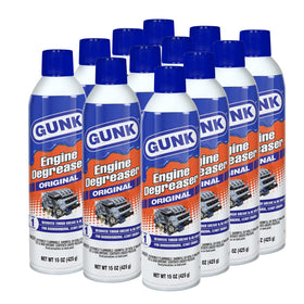 Gunk front label on 15 oz aerosol showing product name and purpose