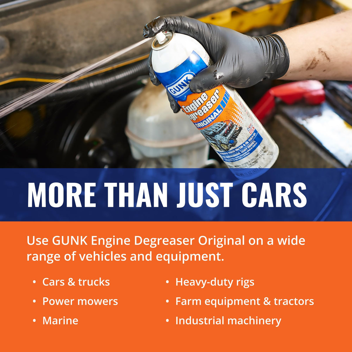 Gunk can held by hand illustrating 15 oz size and easy handling