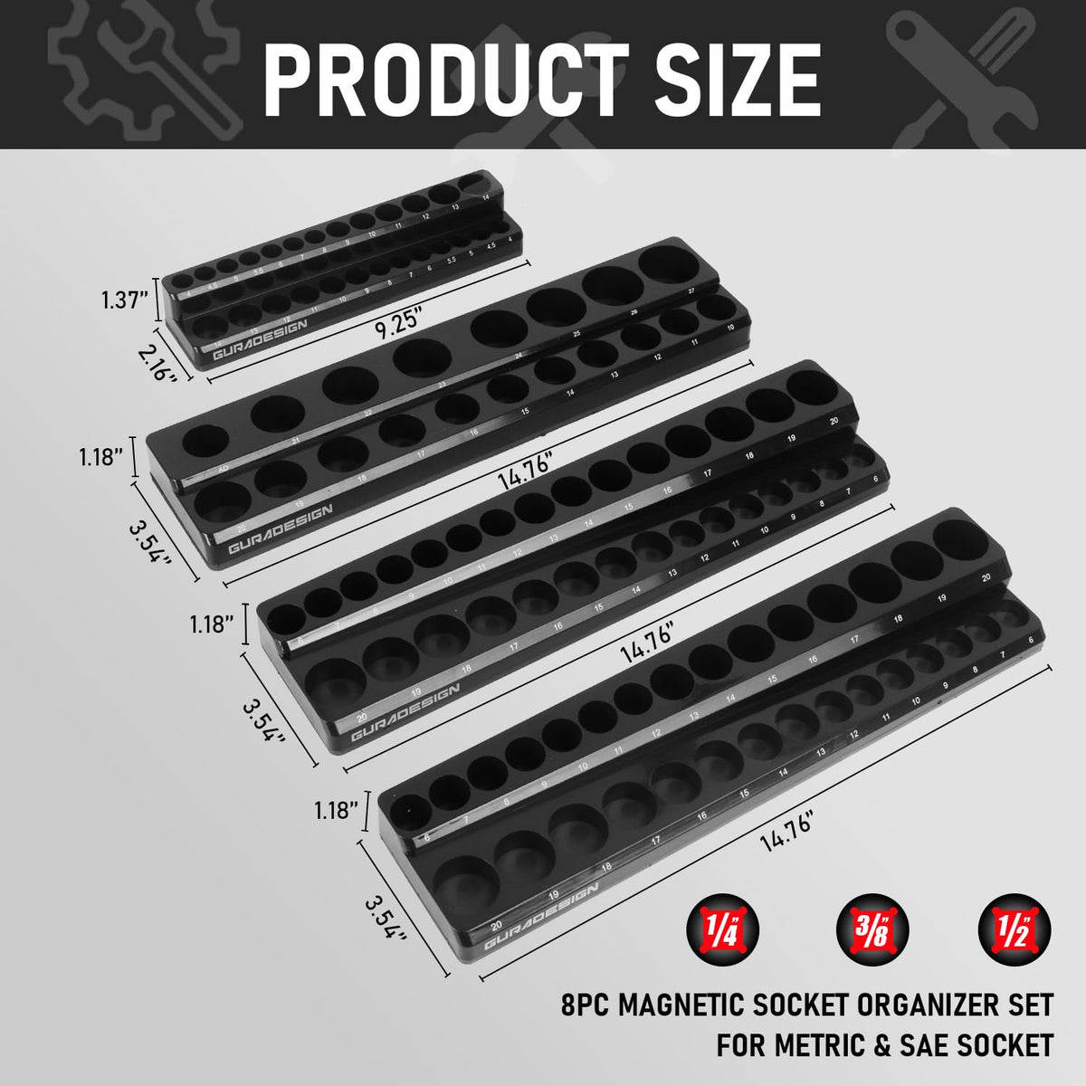 GURADESIGN magnetic base close-up securing sockets for transport
