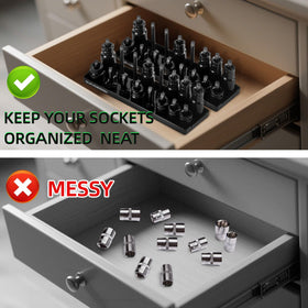 GURADESIGN tray beside ruler showing scale to confirm compact drawer fit benefit