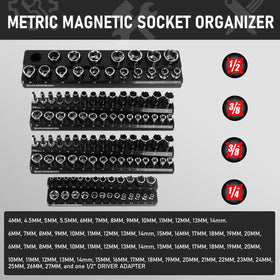 GURADESIGN socket trays filled with shallow and deep sockets neatly organized