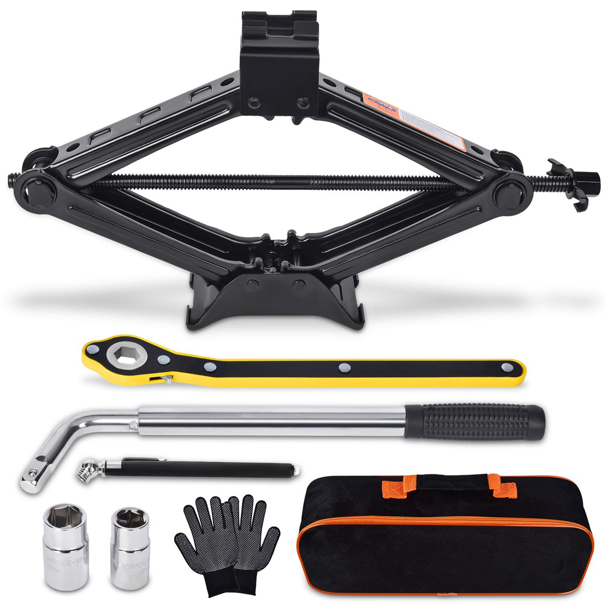 Gurduenon front packaging showing full tire changing kit and benefits