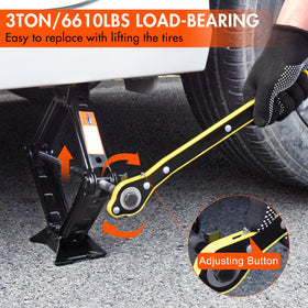 Gurduenon lug wrench and ratchet view demonstrating leverage for faster lug removal