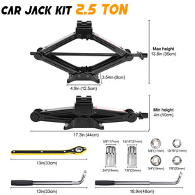 Gurduenon scissor jack close-up highlighting steel build and stable lift for safe use