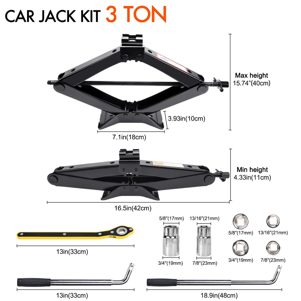Gurduenon scissor jack close-up highlighting sturdy build and corrosion resistance
