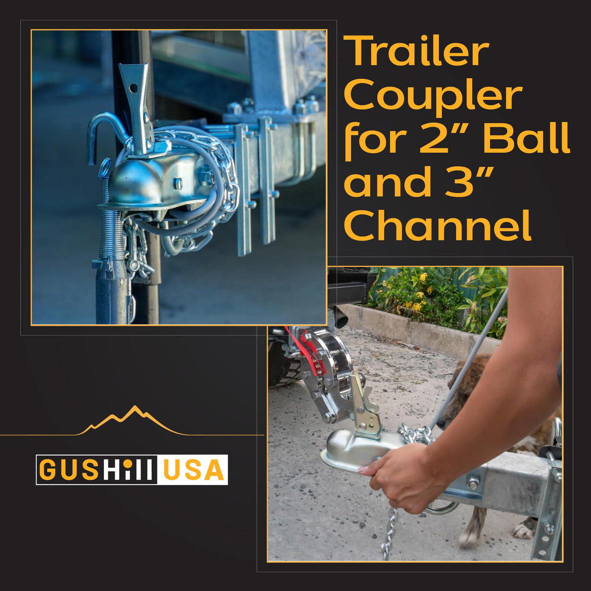 GusHill GH25138 installed on trailer showing correct fit on 3-inch channel tongue