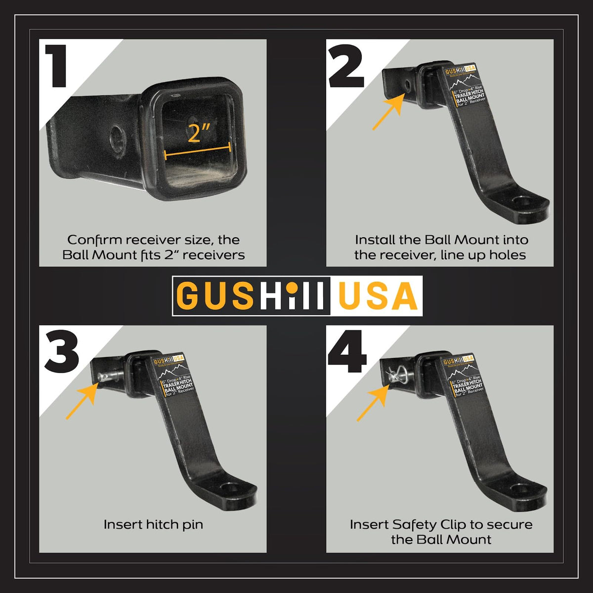 GusHill mounted in a vehicle receiver demonstrating easy installation