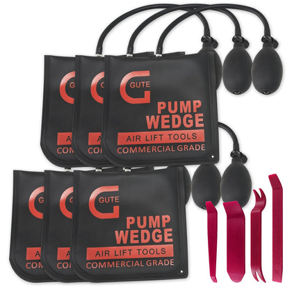Gute air wedge front packaging showing full 6-piece kit and pump for clear identification and convenience