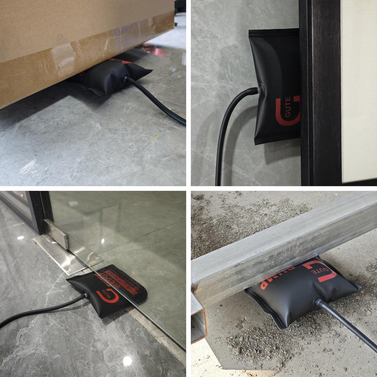 Gute plastic shims and tools laid out illustrating added leverage and finish protection on jobs