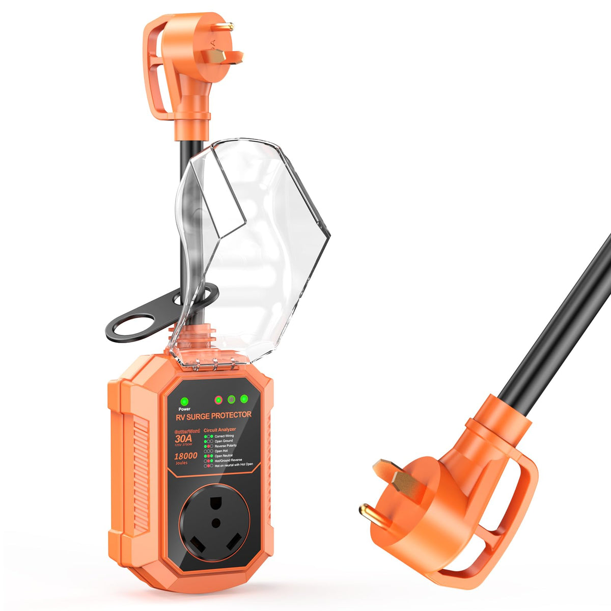 GutterWord front view plugged into pedestal showing compact protection benefit