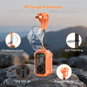 GutterWord installed on a campground pedestal demonstrating outdoor, weatherproof operation