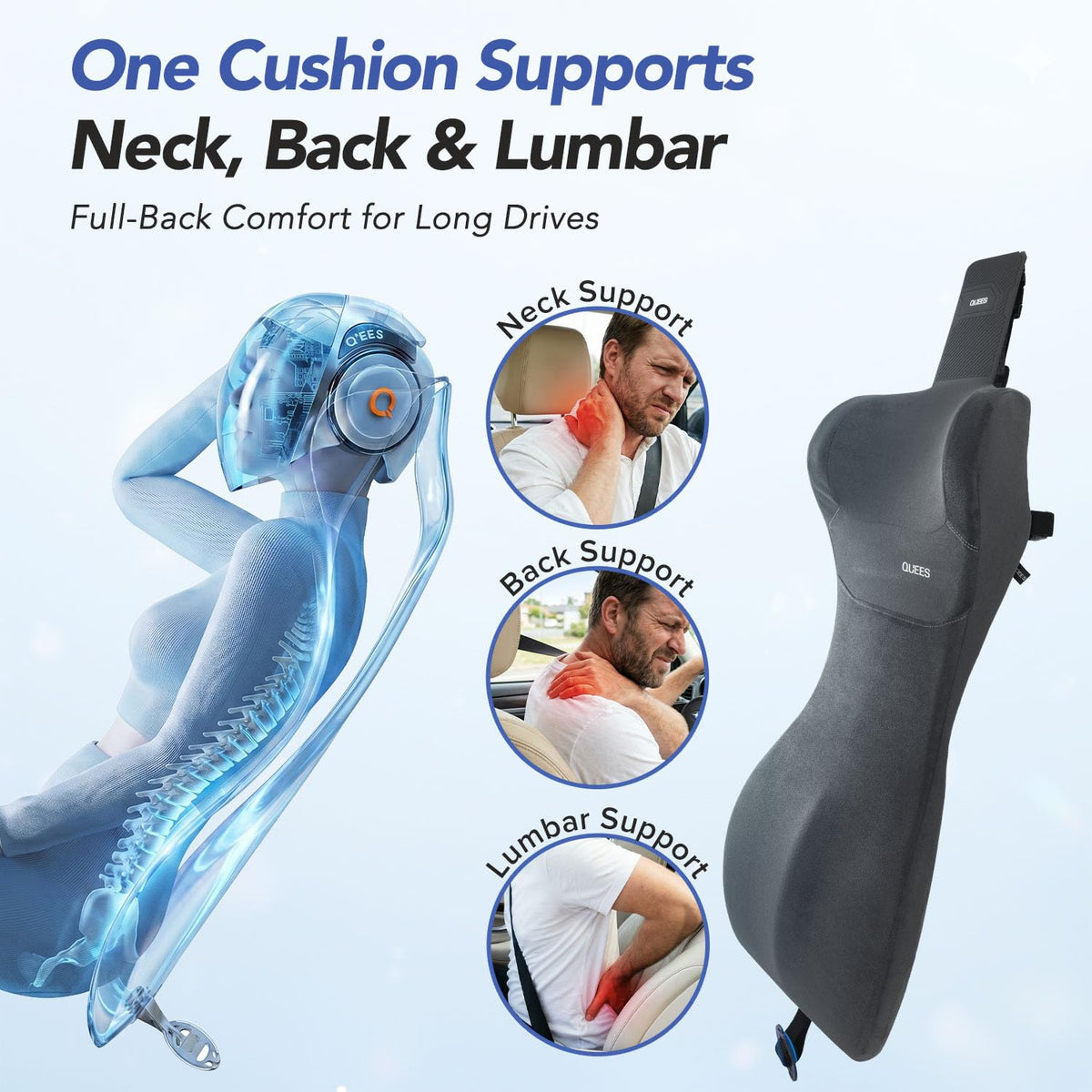 Guttylief integrated headrest detail supporting neck alignment for less fatigue