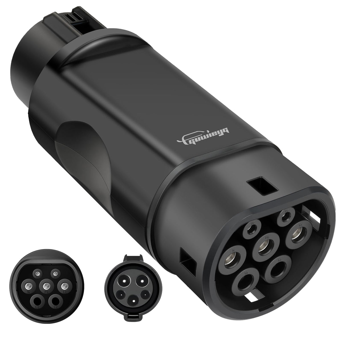 GUWIEYG adapter front view showing connectors and durable housing, improving charging flexibility
