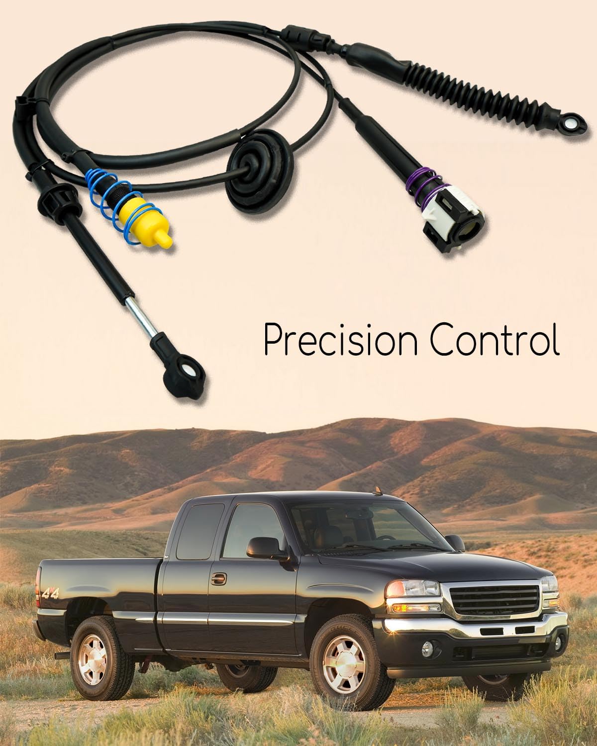 GUZIKO cable next to Silverado wheel for scale and correct fit benefit