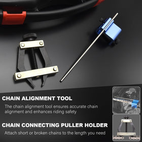 GVCVHVCV chain connecting puller in use on motorcycle chain restoring length for safer riding