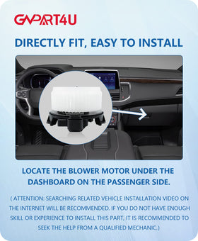 GVPART4U blower motor installed in vehicle demonstrating restored cabin airflow