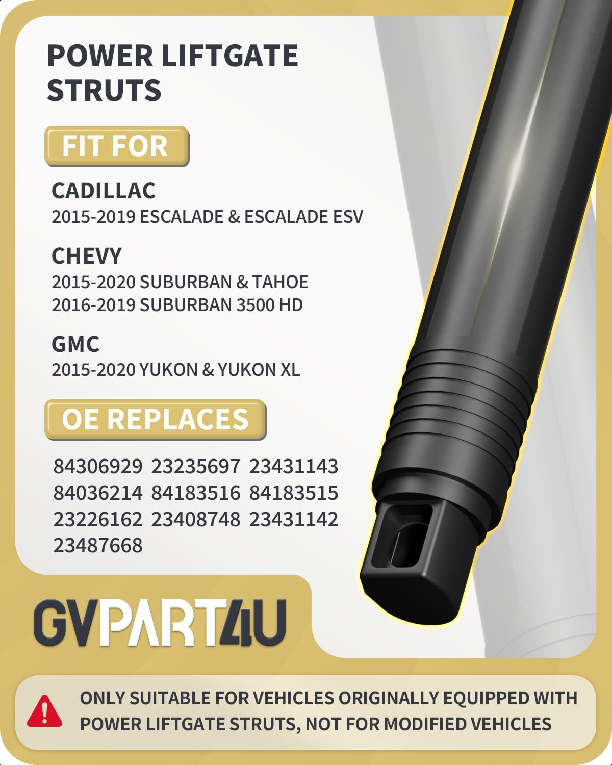 GVPART4U close-up piston shaft showing smooth finish and benefit: reduced noise