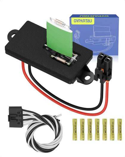 GVPART4U front view blower resistor showing plug and mounting, ensures correct fit