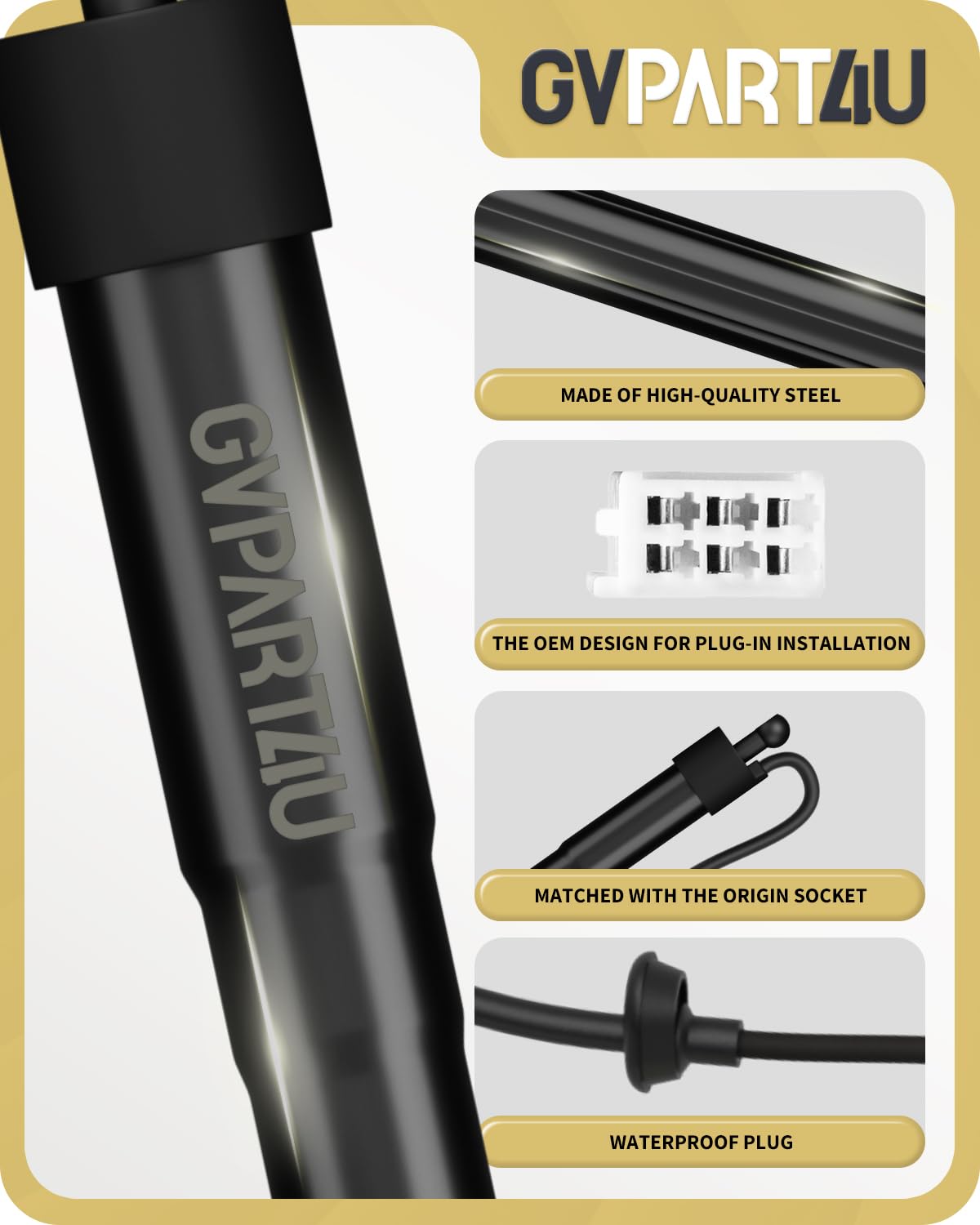 GVPART4U motor housing detail highlighting smooth, low-noise operation