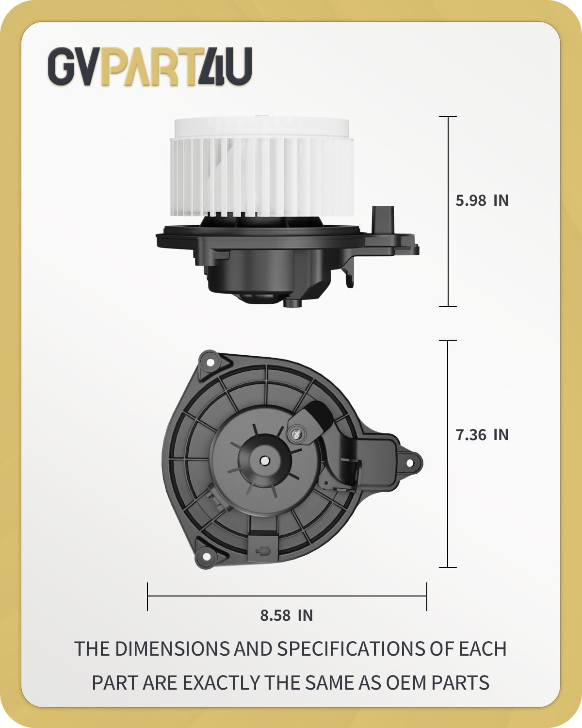 GVPART4U packaging and foam shims protecting the motor for safe delivery and durability