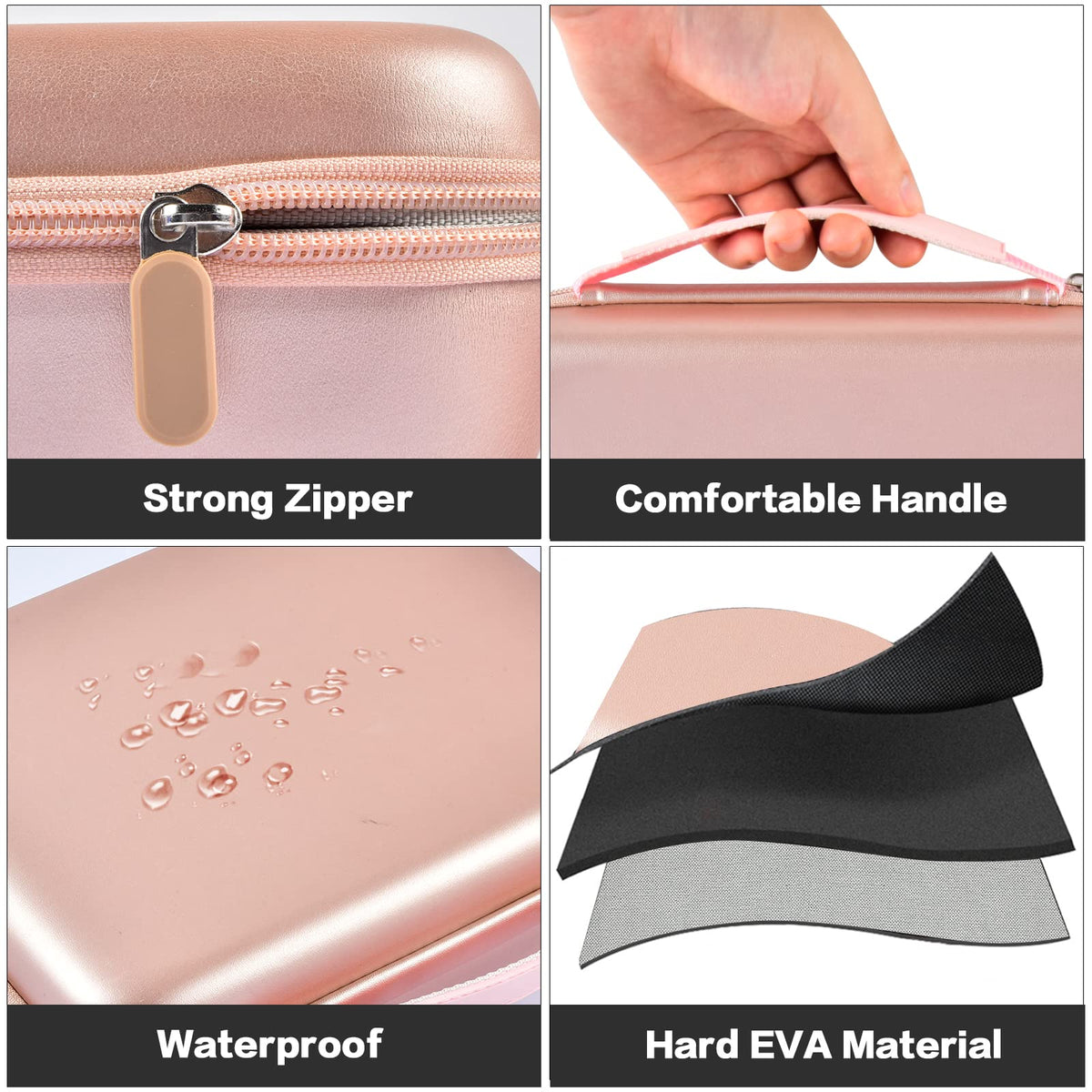 GWCASE reinforced handle and 360-degree zipper demonstrating easy transport