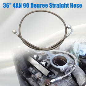 GXARTS 90° billet fitting close-up illustrating secure angled connection for turbo