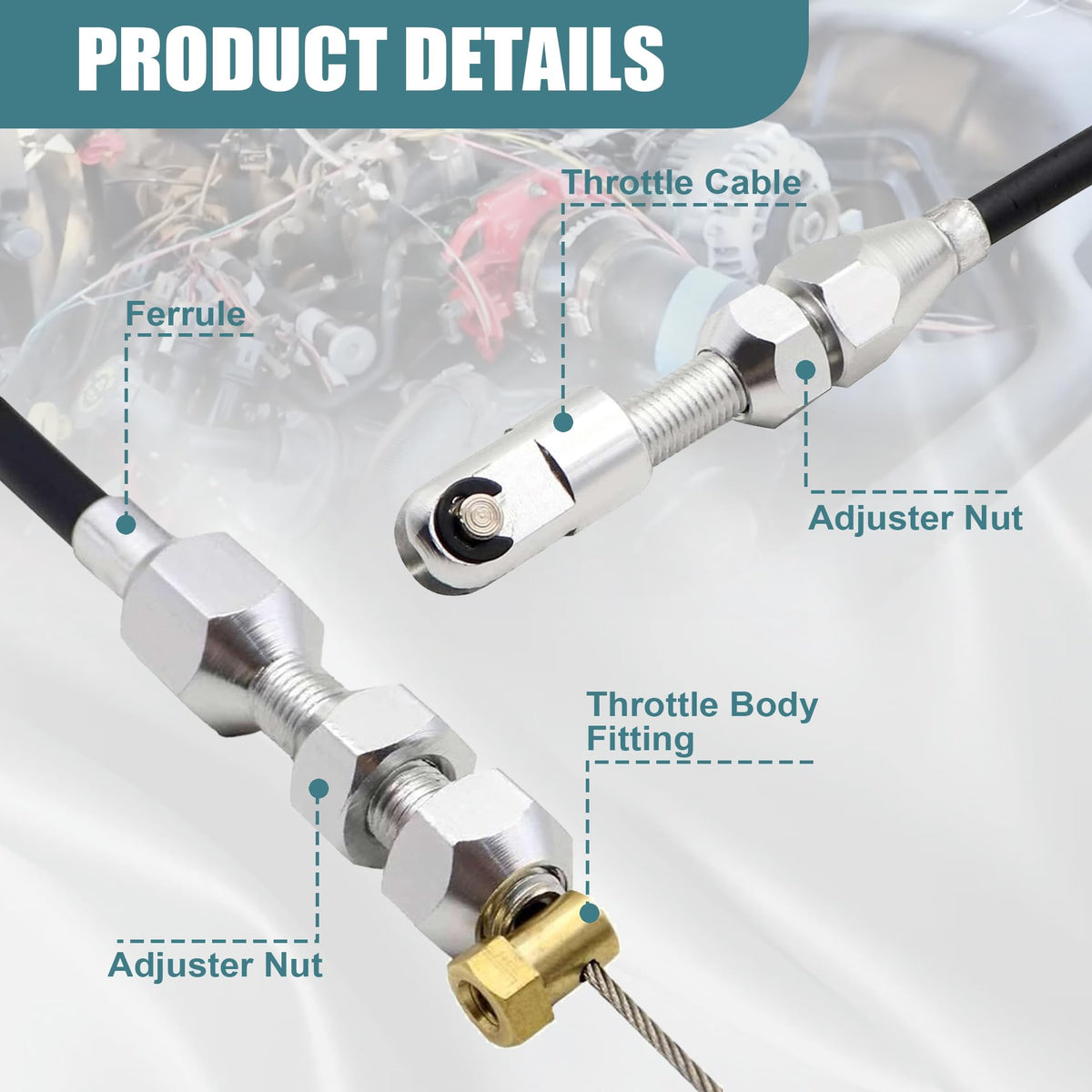 GXARTS throttle cable end fitting detail for simple secure connection