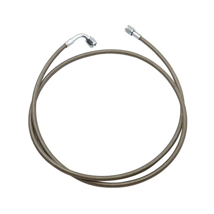 GXARTS front view of full braided turbo oil feed line showing durable construction and fitment assistance