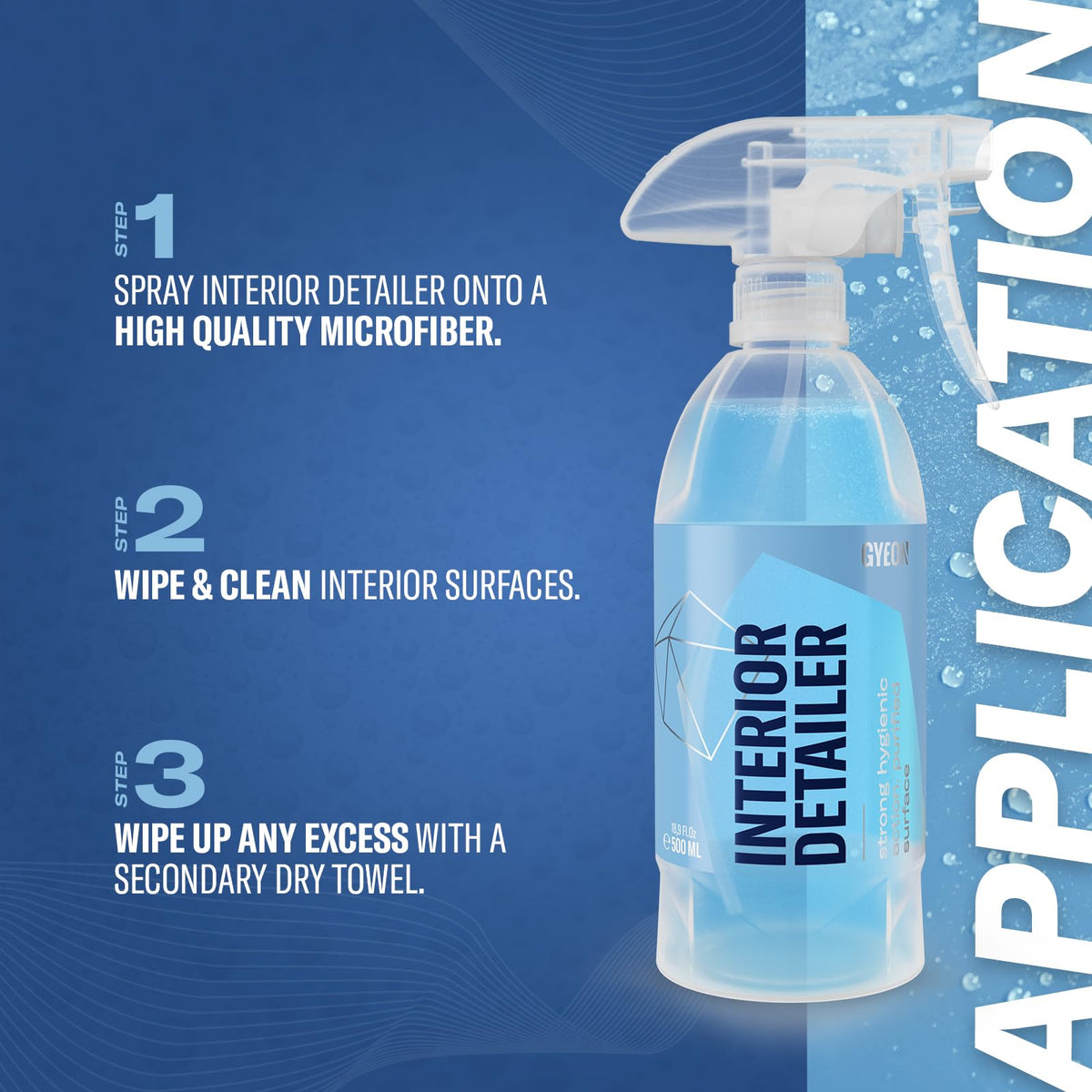 Gyeon being sprayed onto dashboard for quick cleaning benefit